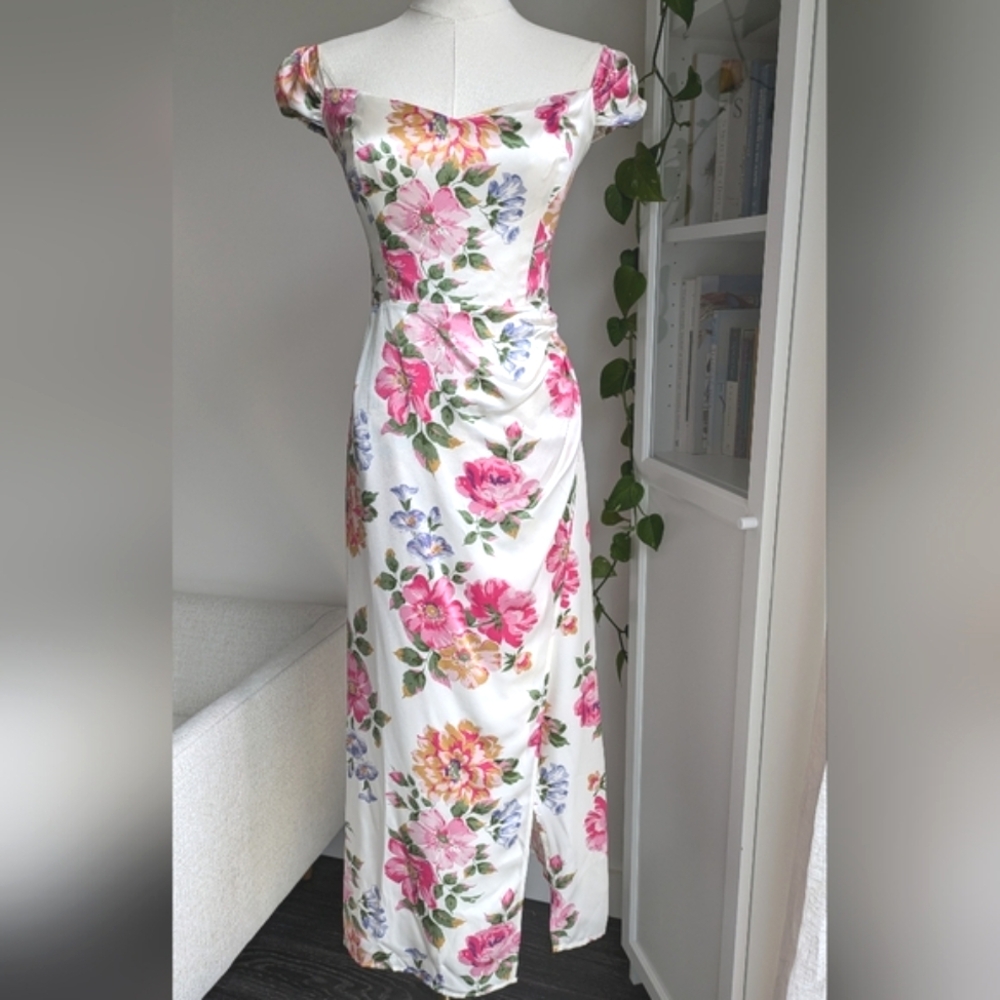 Reformation Pink Floral Genesis Silk Dress